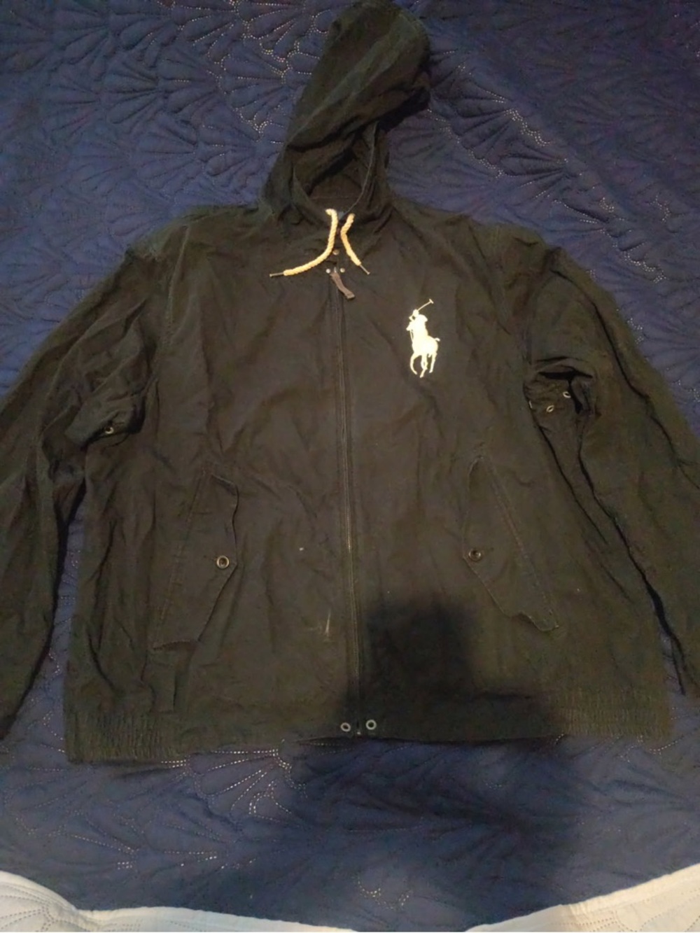 Polo by Ralph Lauren Black Hooded Zip-Up Jacket with Polo Pony